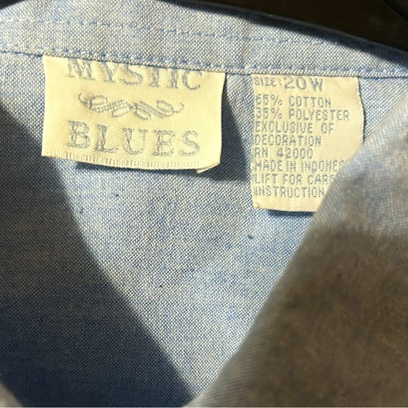 Vintage MYSTIC BLUES Button Down Long Sleeve Fall 🍁🍂 Leaves Shirt SZ 20W - Picture 6 of 6